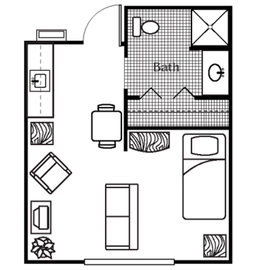 Assisted living unit floor plan