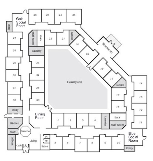 Assisted living building floor plan