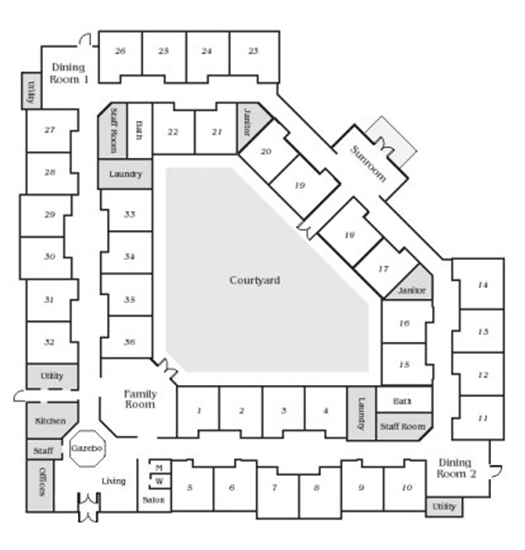 Assisted living building floor plan